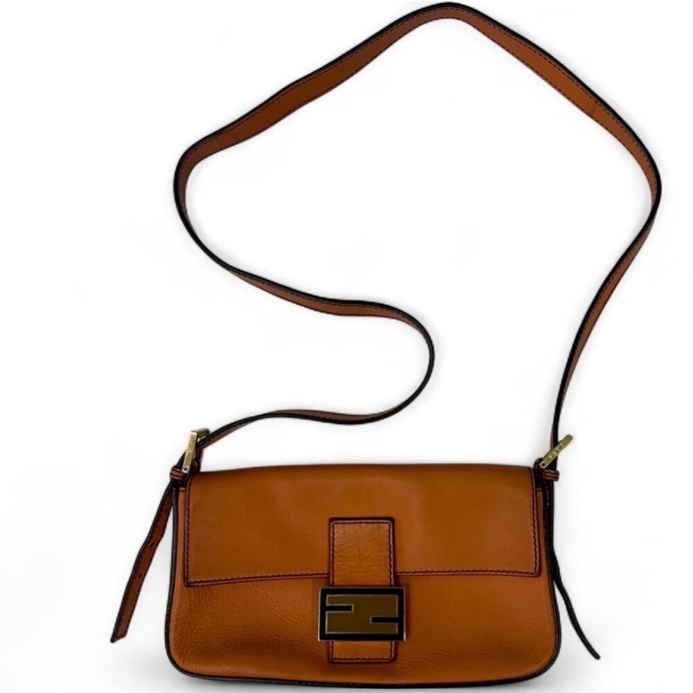 Fendi Baguette Leather Crossbody Bag with Convertible Straps